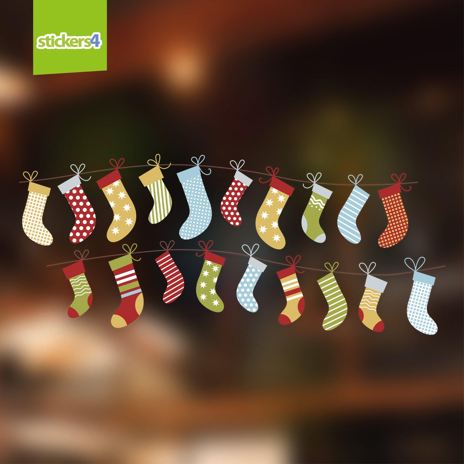 Vintage Hanging Stockings Border Double Pack Christmas Window Display