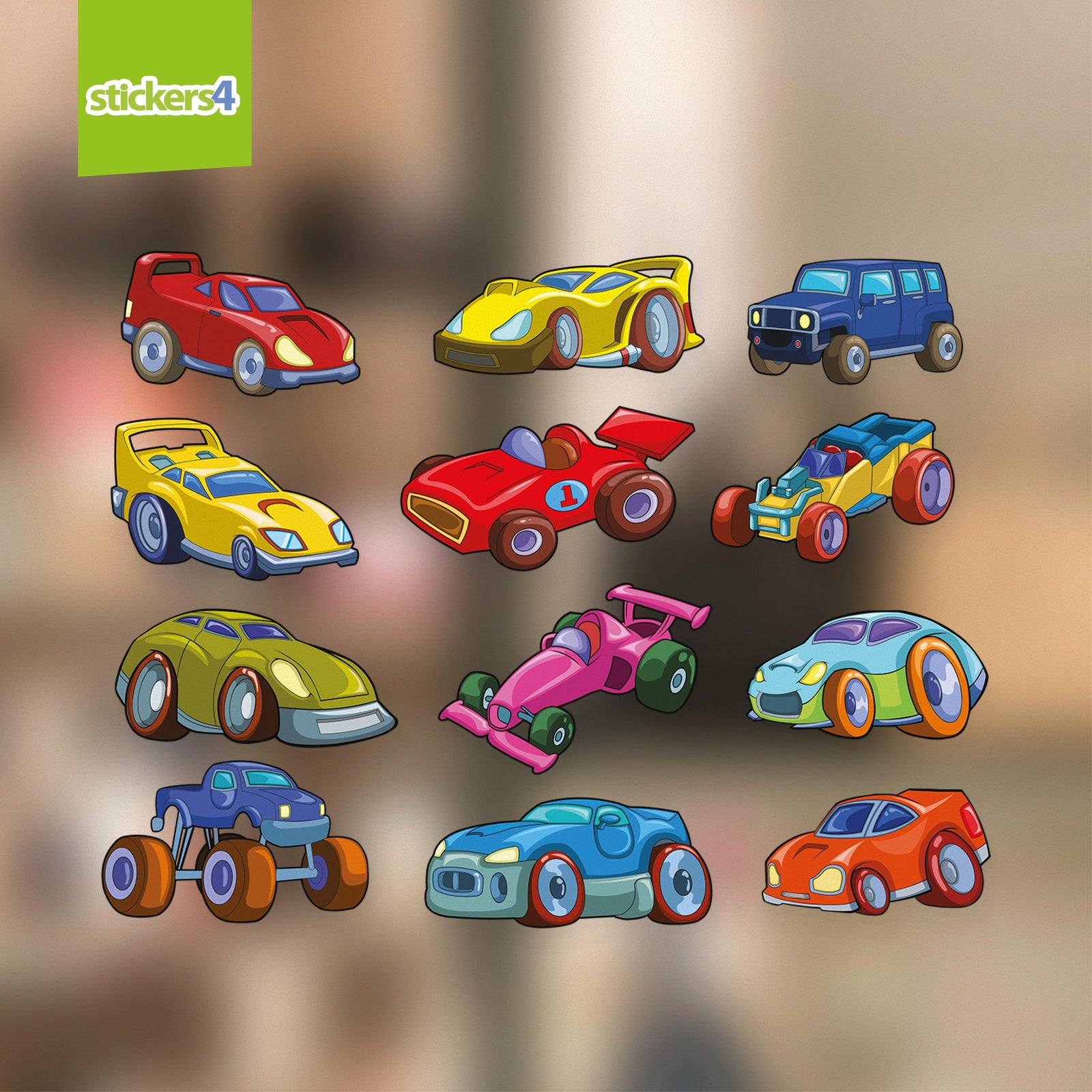 Crazy Car Window Stickers Children's Window Display