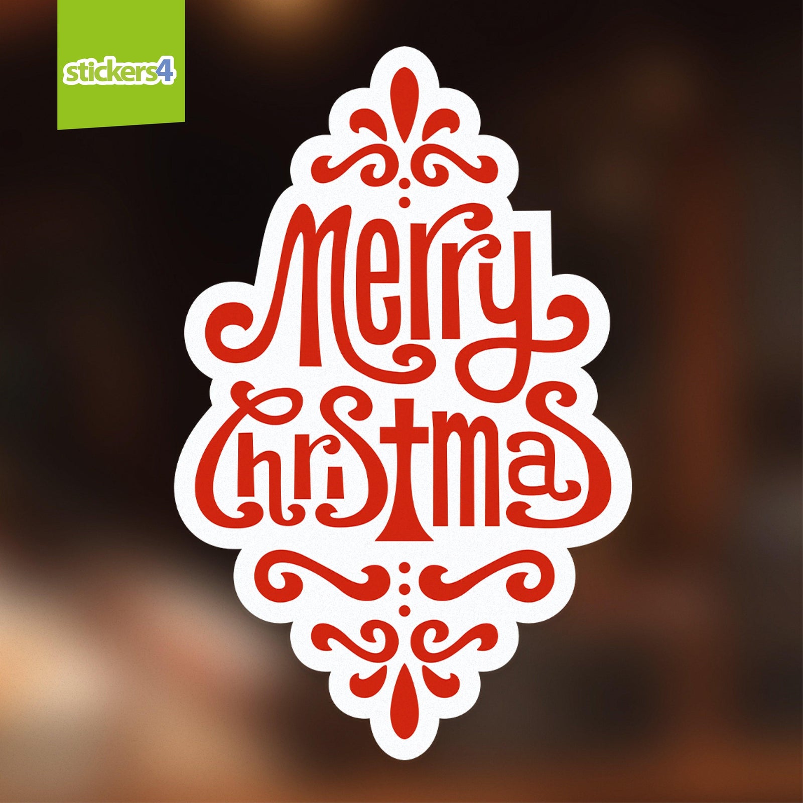 Merry Christmas Motif - Red & White Christmas Window Display