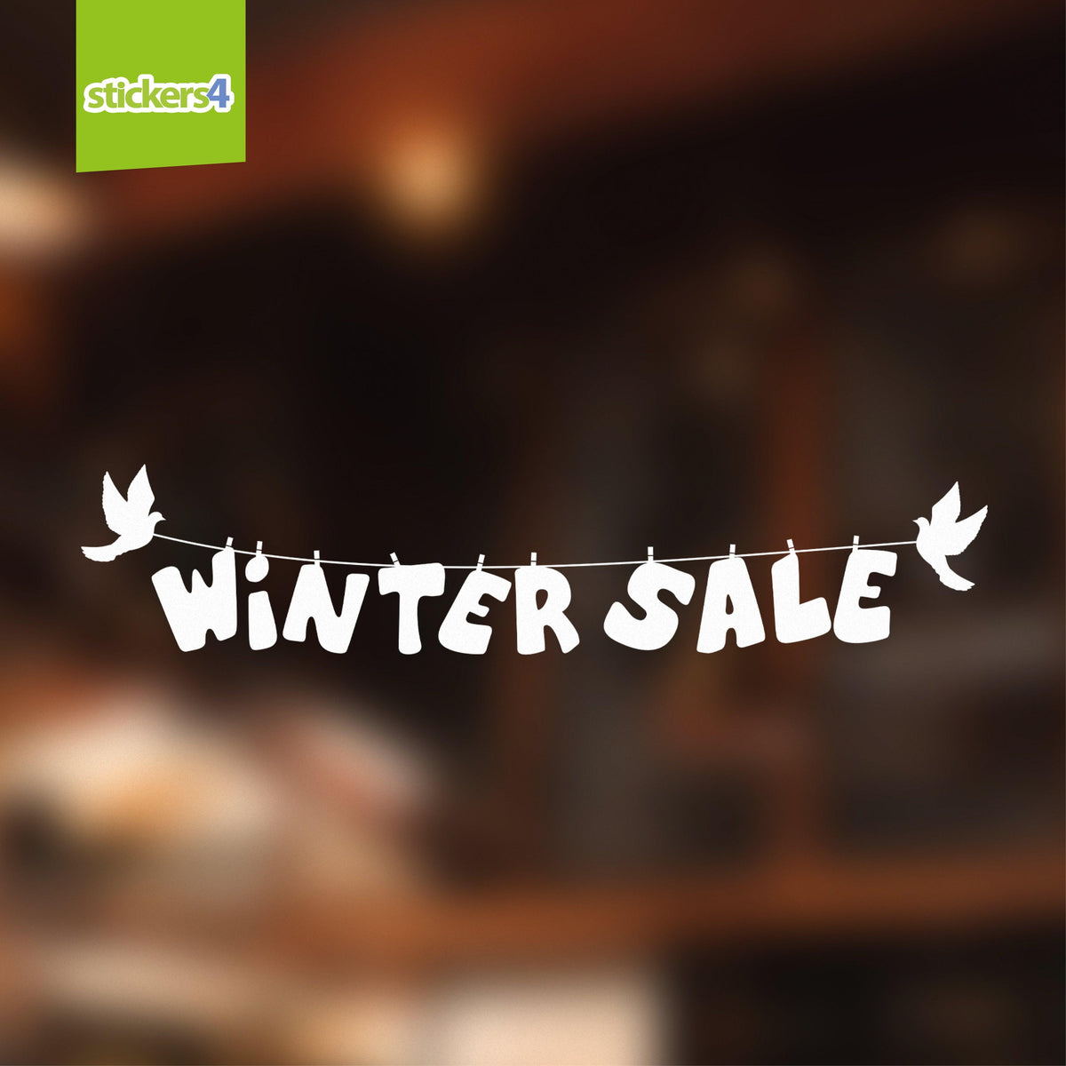 Winter Sale with Birds Retail Window Display