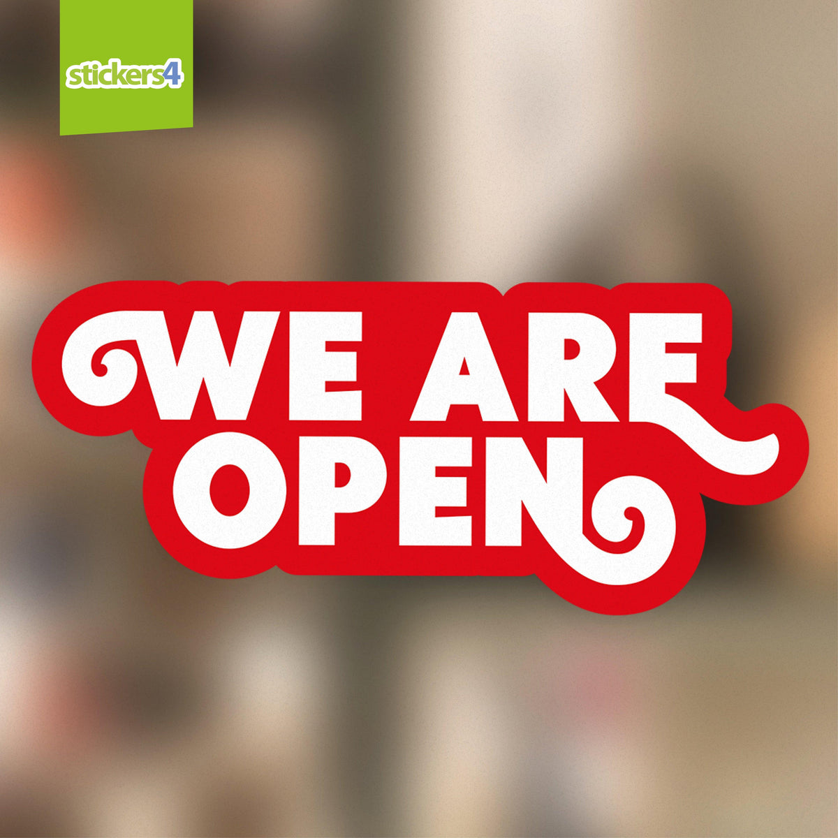 We Are Open - Red/White Single-sided Window Cling Sticker Your Business