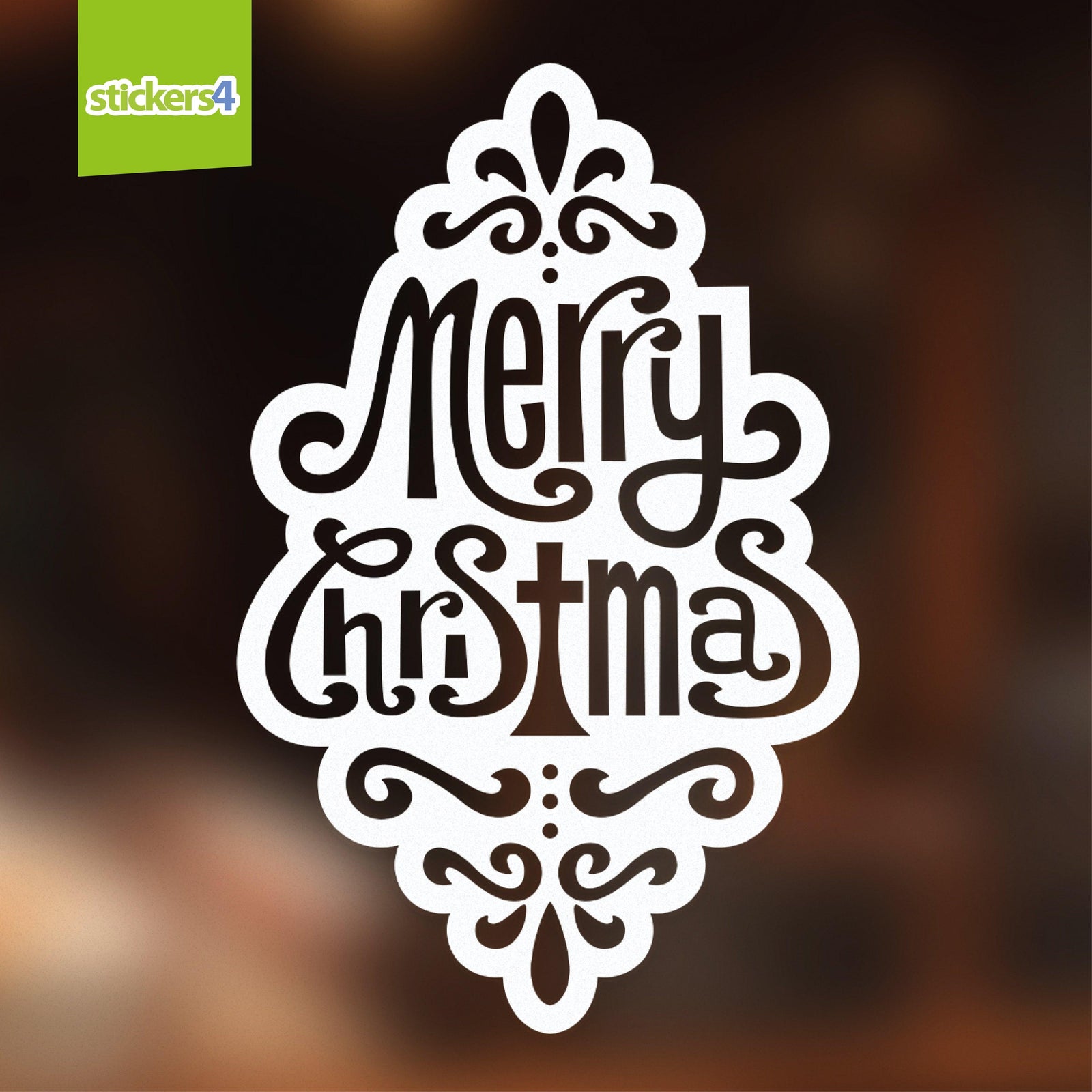 Merry Christmas Motif - White Christmas Window Display