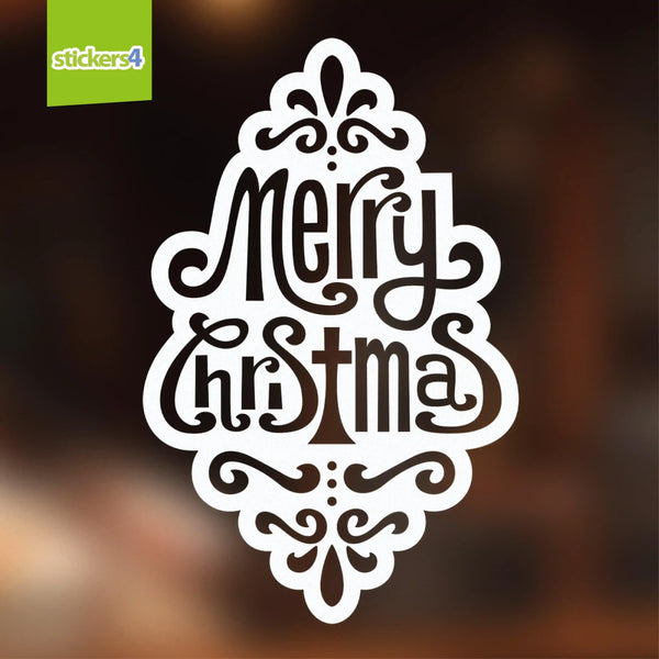 Merry Christmas Motif - White Christmas Window Display