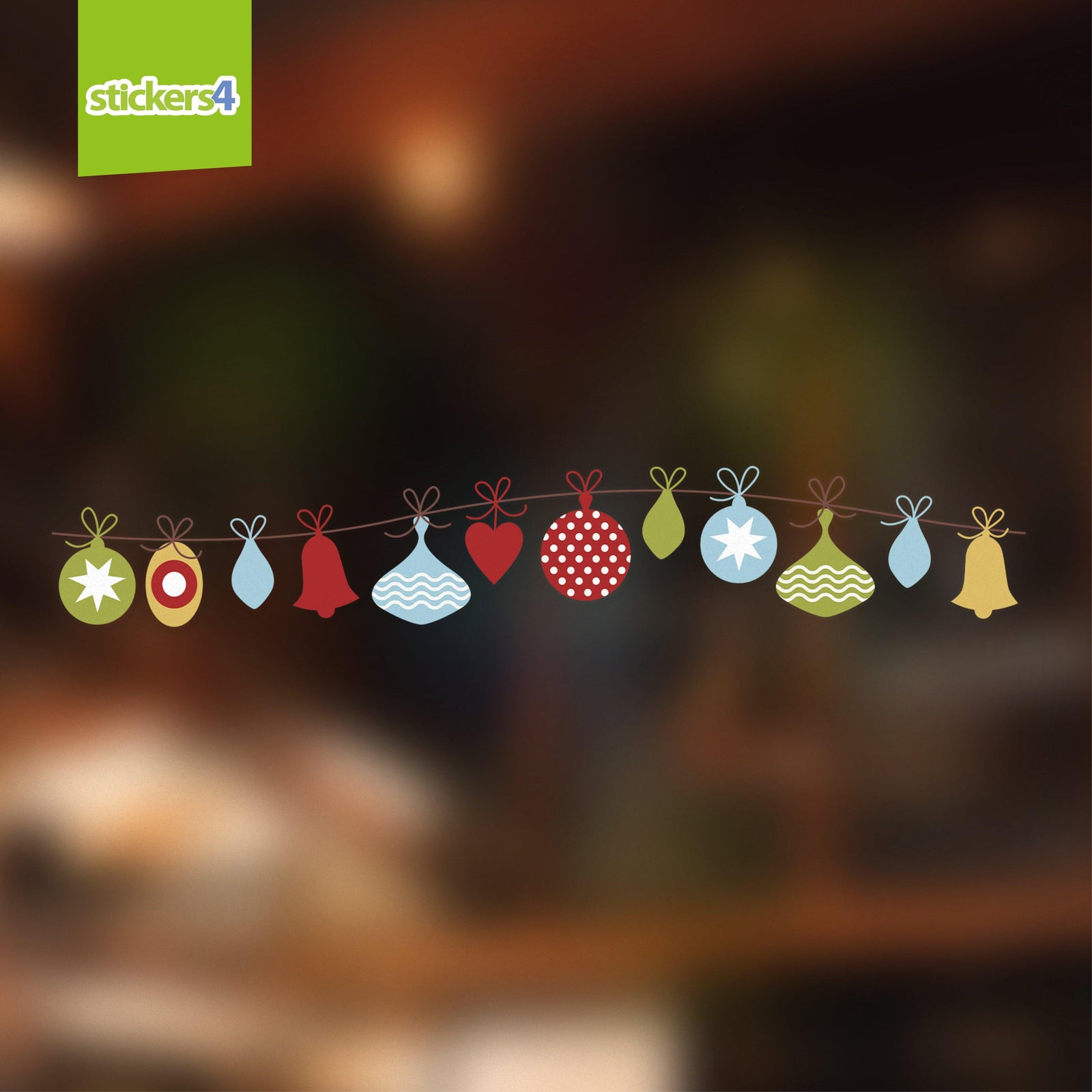 Vintage Hanging Baubles Border Christmas Window Display