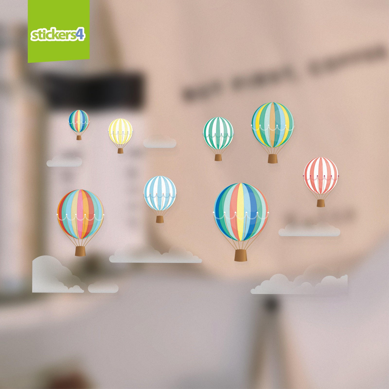 Vintage Hot Air Balloons and Clouds Decorative Window Displays