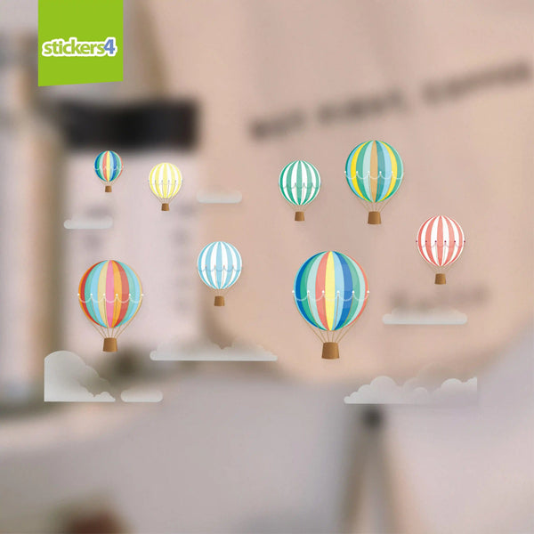 Vintage Hot Air Balloons and Clouds Decorative Window Displays