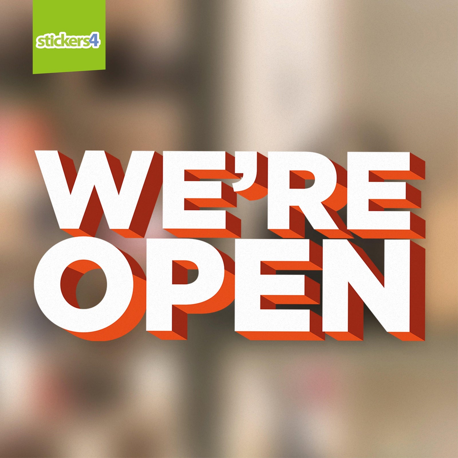 We're Open - Signwriting Style Single-sided Window Cling Sticker Your Business