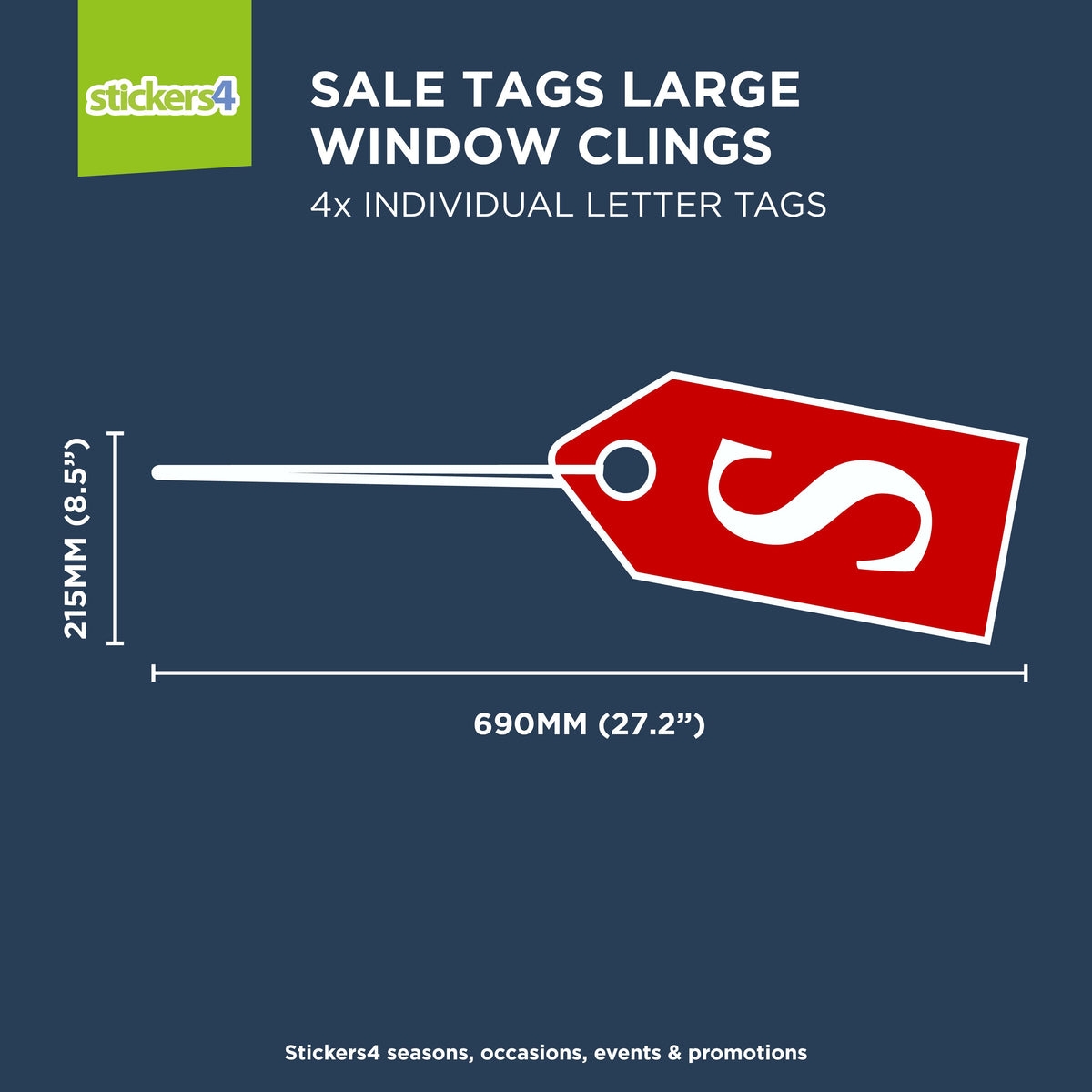 Large SALE Tags Window Sticker (Complete Set) Retail Window Display