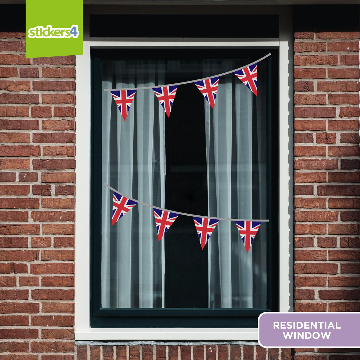 Union Flag Bunting Effect Window Sticker Perfect Anytime