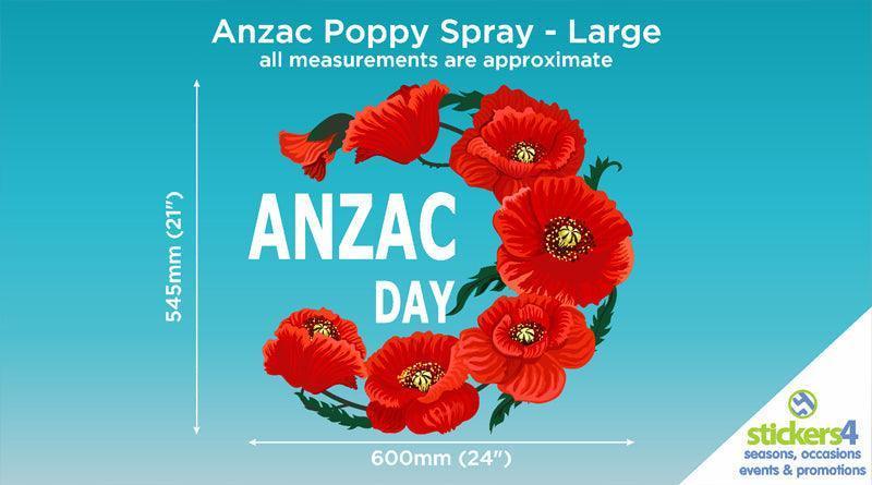 Anzac Day Poppy Spray Window Cling Remembrance Window Display