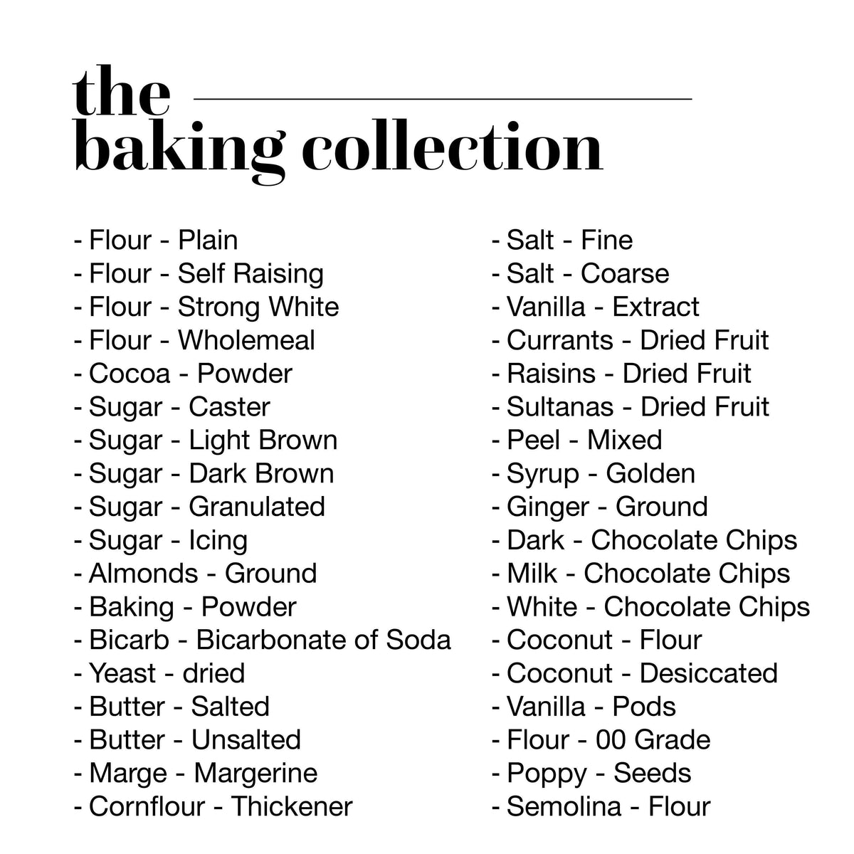 Baking Collection Pantry Labels Home Organisation