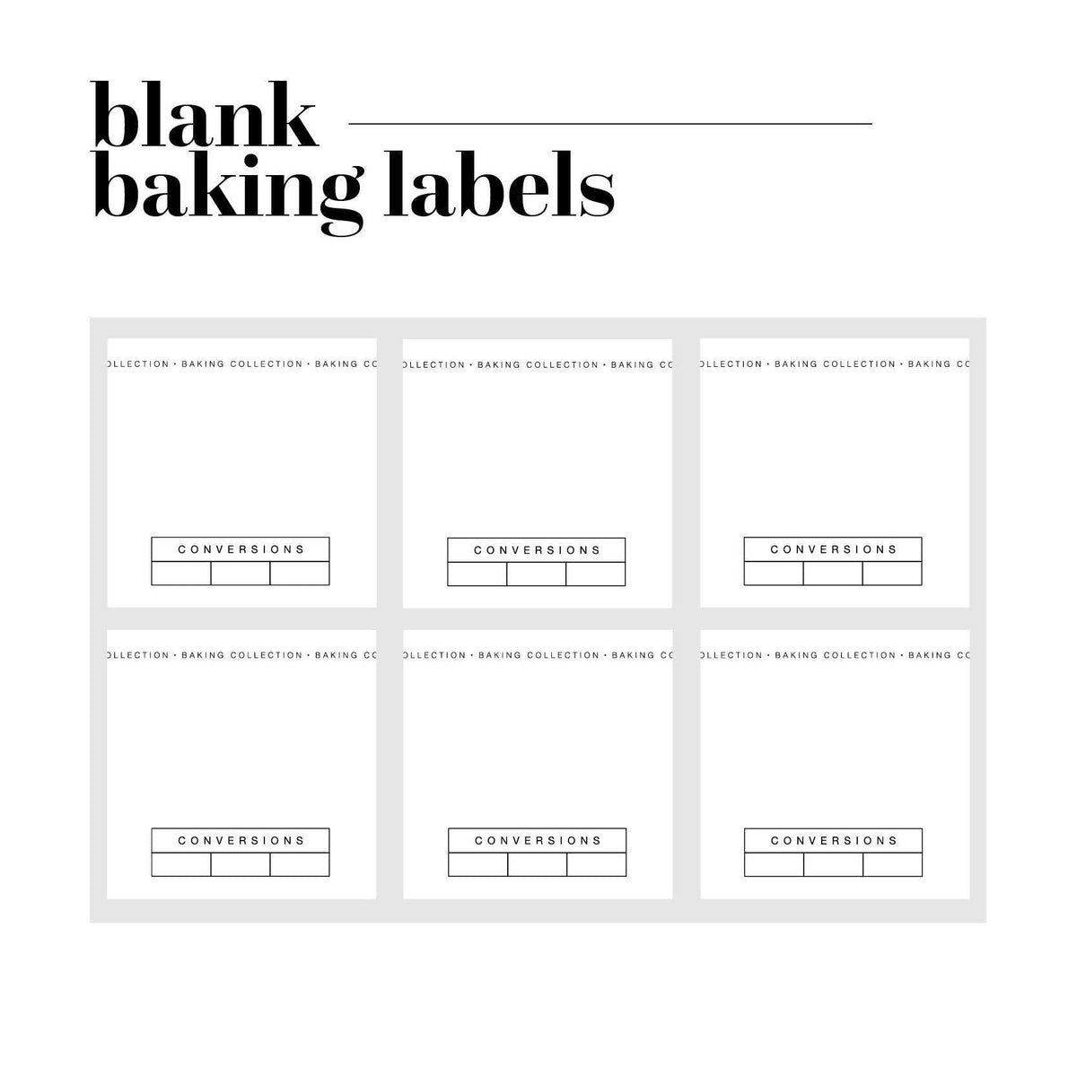 Baking Collection Pantry Labels Home Organisation