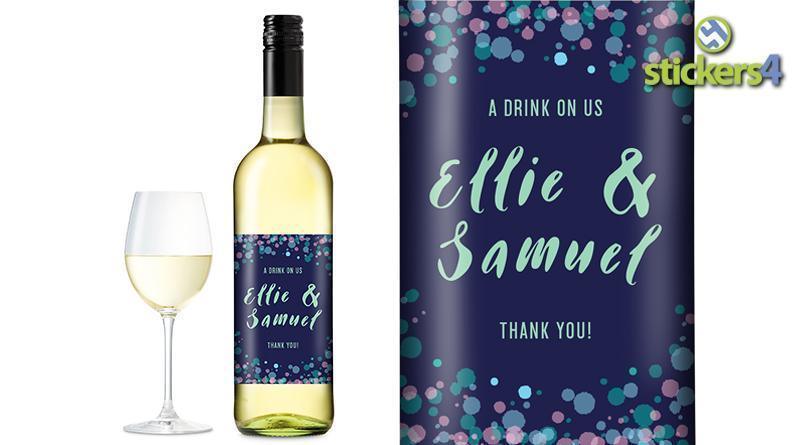 Bubbles (Dark) Custom Printed Wedding Wine Bottle Label Events