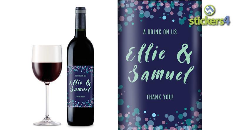 Bubbles (Dark) Custom Printed Wedding Wine Bottle Label Events