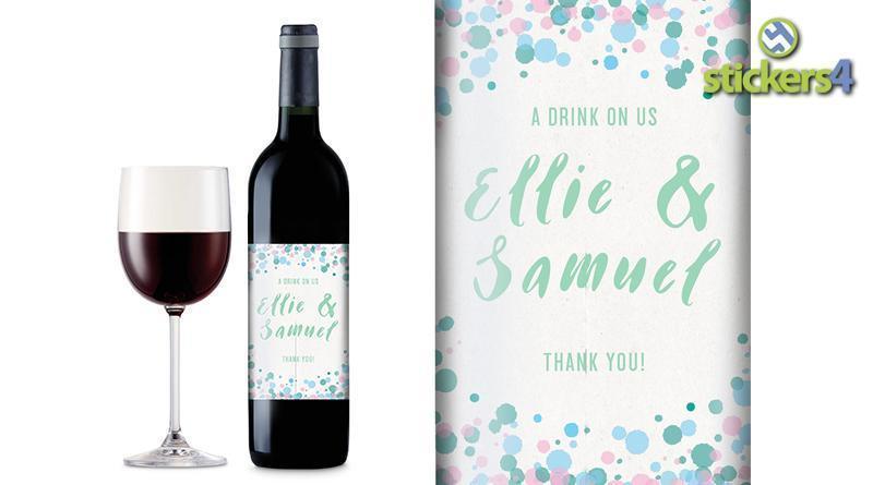 Bubbles (Light) Custom Printed Wedding Wine Bottle Label Events