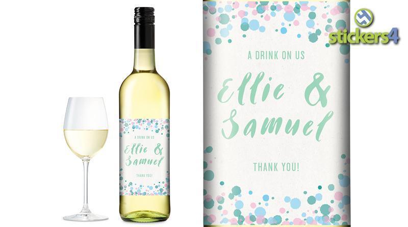 Bubbles (Light) Custom Printed Wedding Wine Bottle Label Events