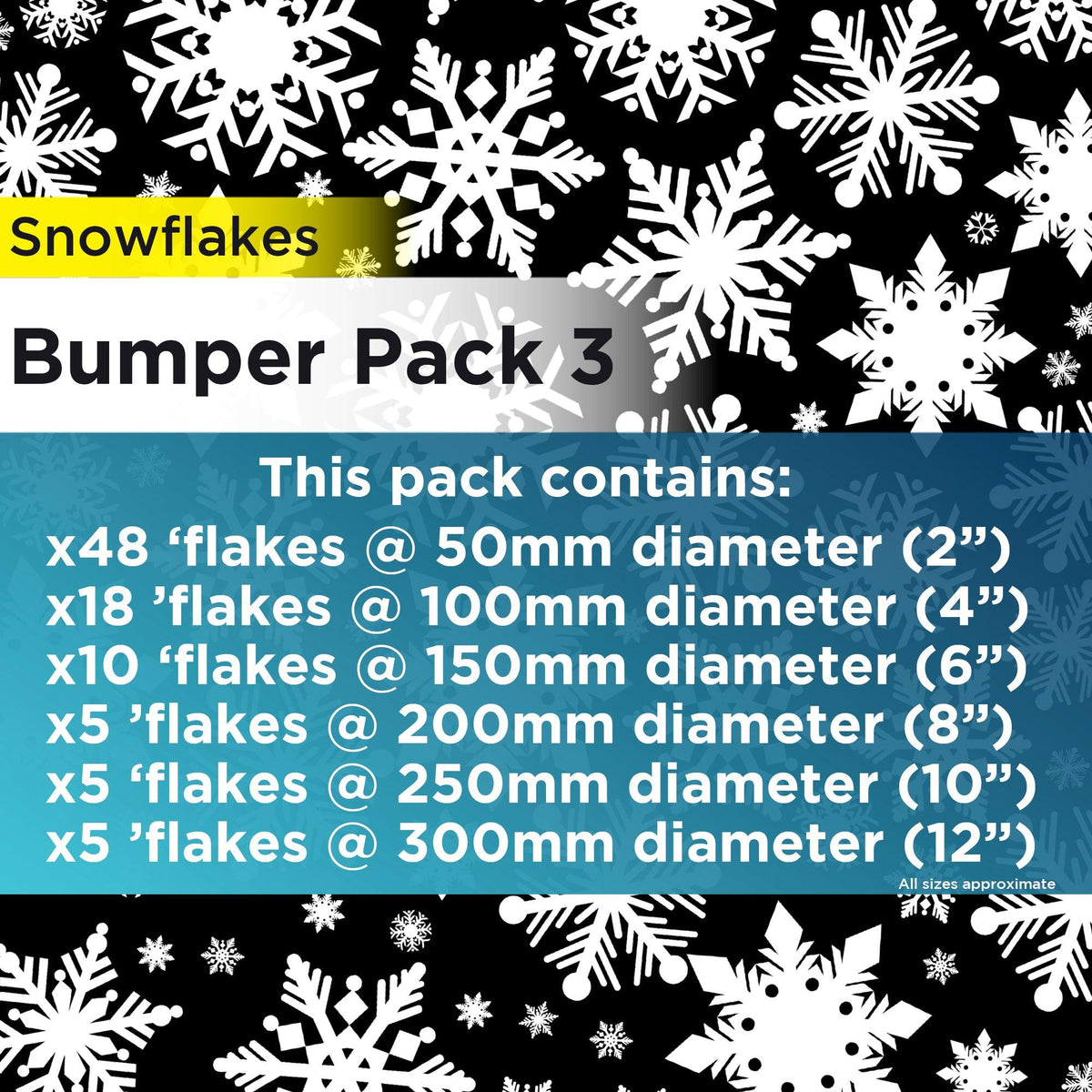 Snowflake Window Stickers: Bumper Pack 3 Christmas Window Display