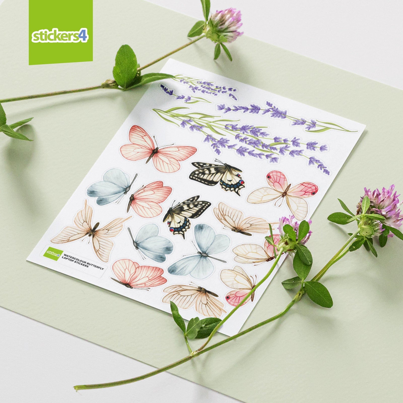 Butterfly & Lavender Laptop Stickers - 18x Removable Decals Laptop Sticker