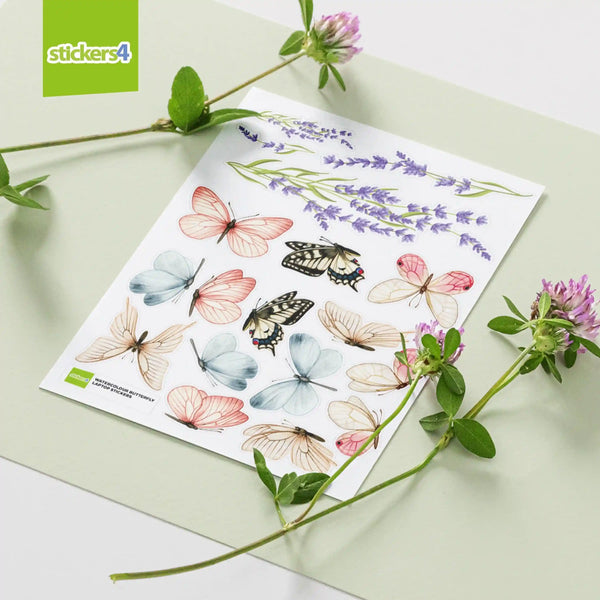 Butterfly & Lavender Laptop Stickers - 18x Removable Decals Laptop Sticker