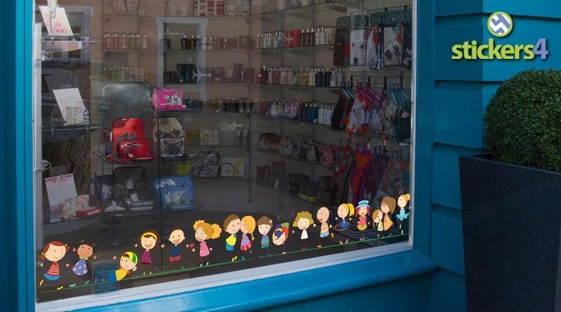 Cartoon Kids Border Window Decal #1 Retail Window Display
