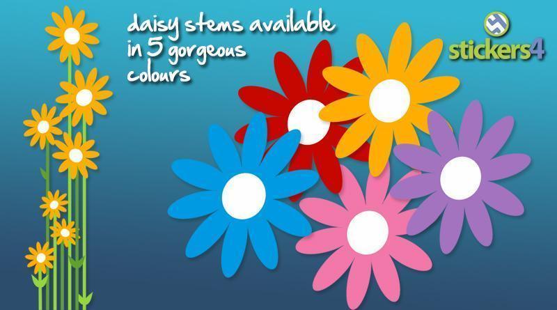 Colourful Daisies with Stems Window Sticker Seasonal Window Display