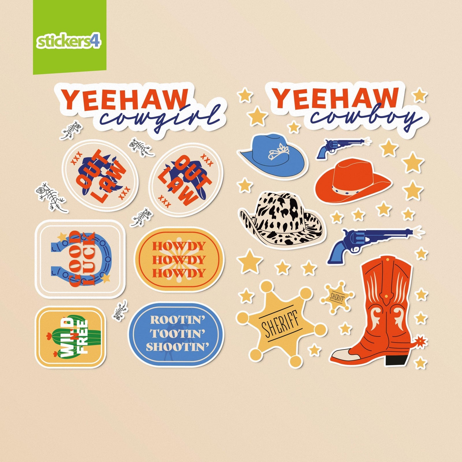 Cowboy & Western Style Laptop Sticker Pack Laptop Sticker