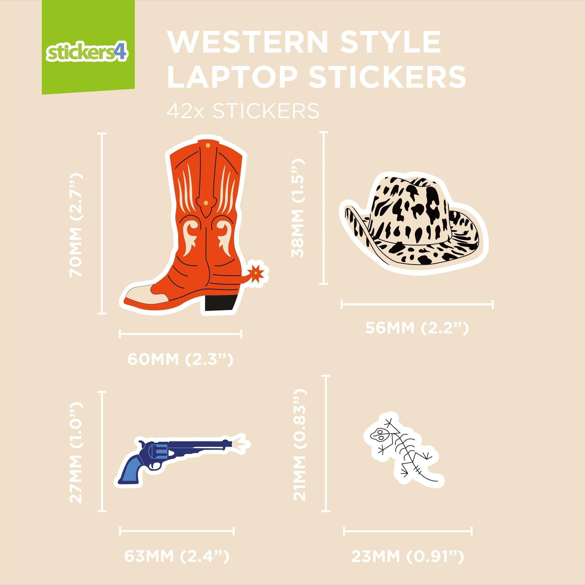 Cowboy &amp; Western Style Laptop Sticker Pack Laptop Sticker
