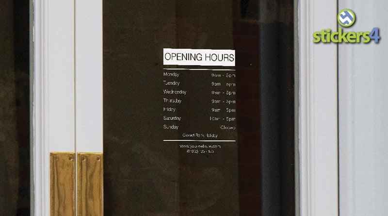 Window Sticker Opening Store Custom Shop Opening Times Window Sticker Design #1