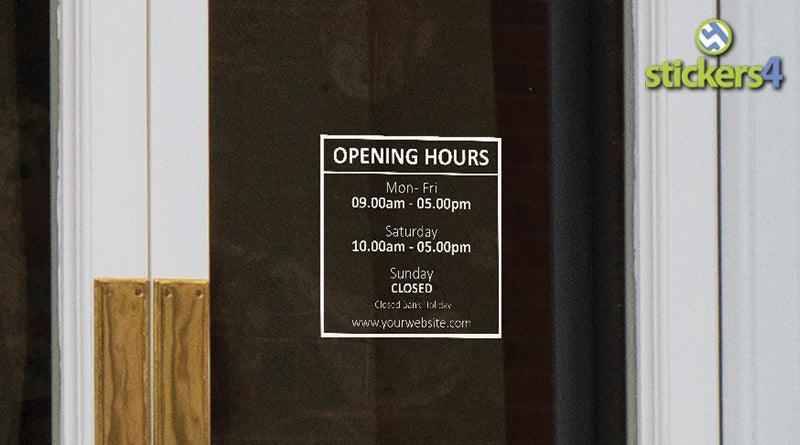Window Sticker Opening Store Custom Shop Opening Times Window Sticker Design #2