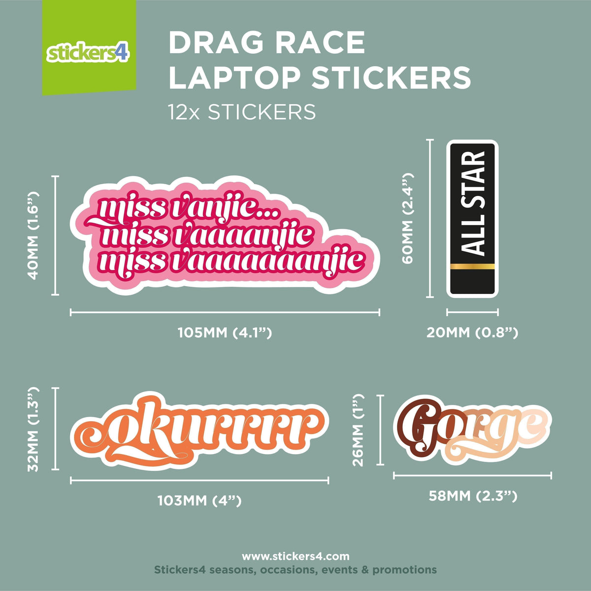 Drag Race Themed Stickers | Pack 2 Laptop Sticker