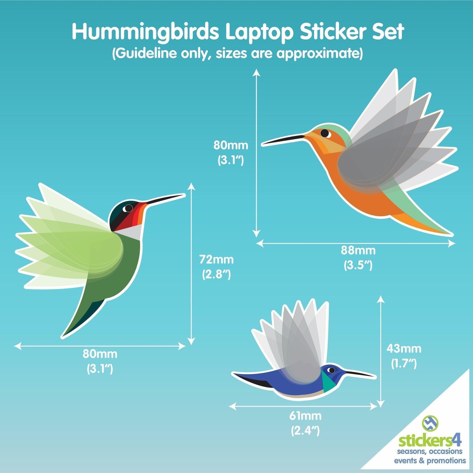 Exotic Hummingbird Laptop Sticker Set I Like Birds