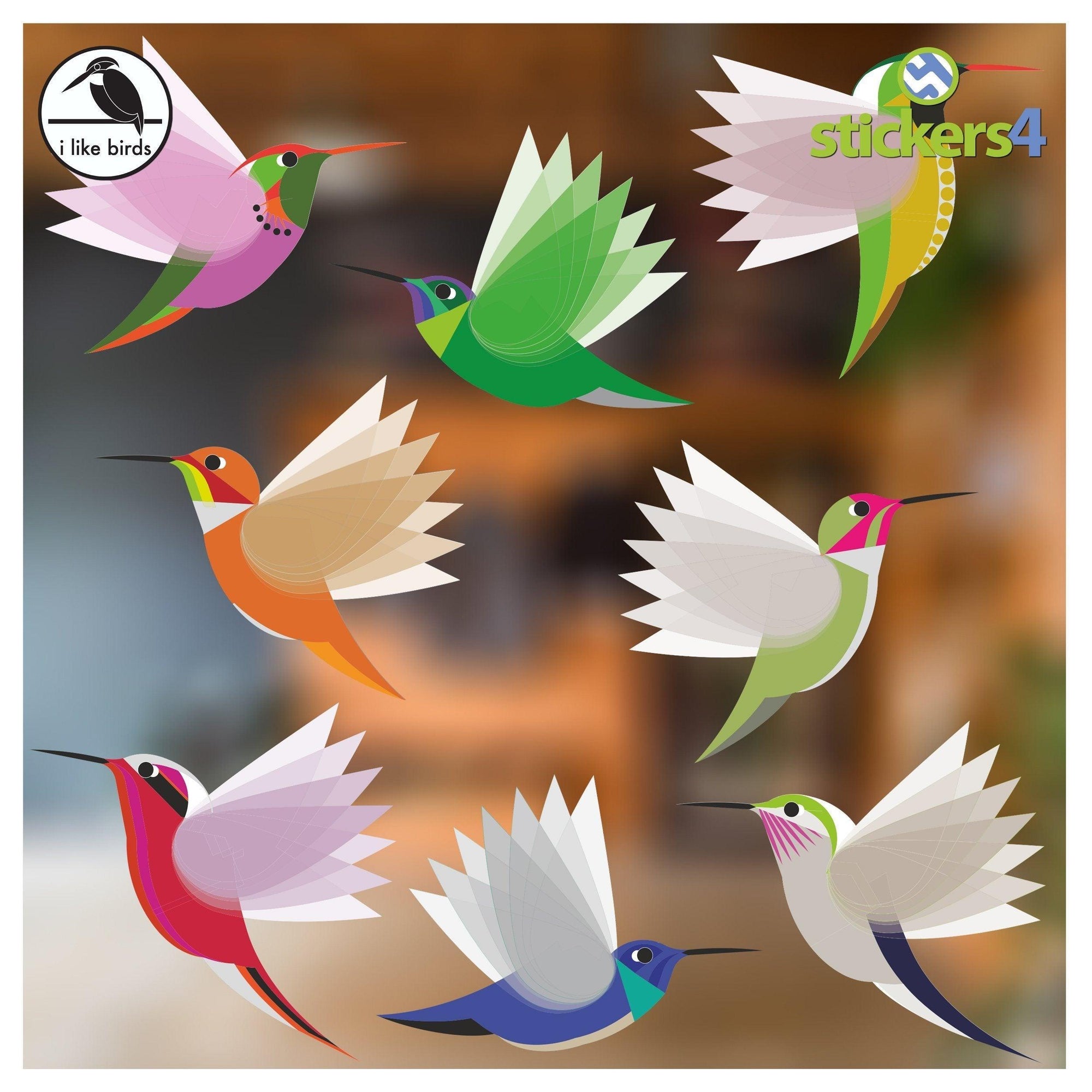 I Like Birds - Exotic Hummingbirds, Set of 8 Large Decorative Bird Strike Prevention