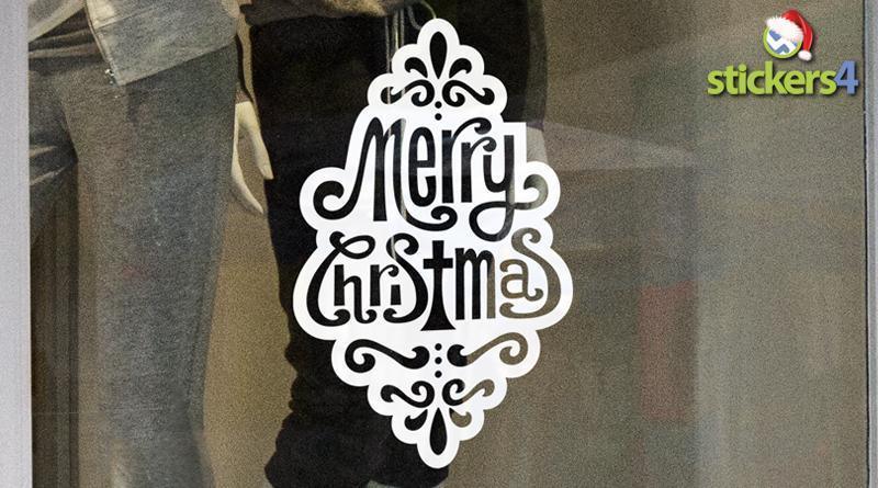 Merry Christmas Motif - White Christmas Window Display