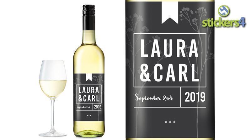 Modern Block (Dark) Custom Printed Wedding Wine Bottle Label Events