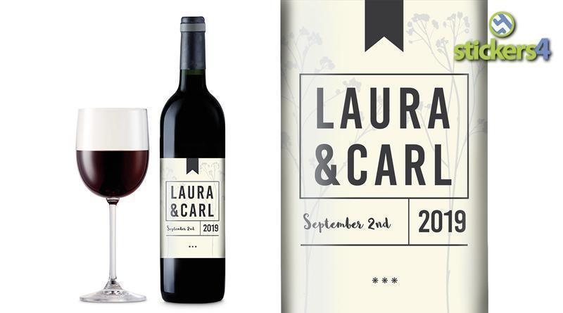 Modern Block (Light) Custom Printed Wedding Wine Bottle Label Events