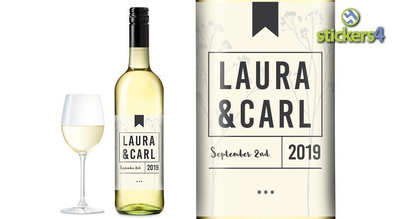 Modern Block (Light) Custom Printed Wedding Wine Bottle Label Events