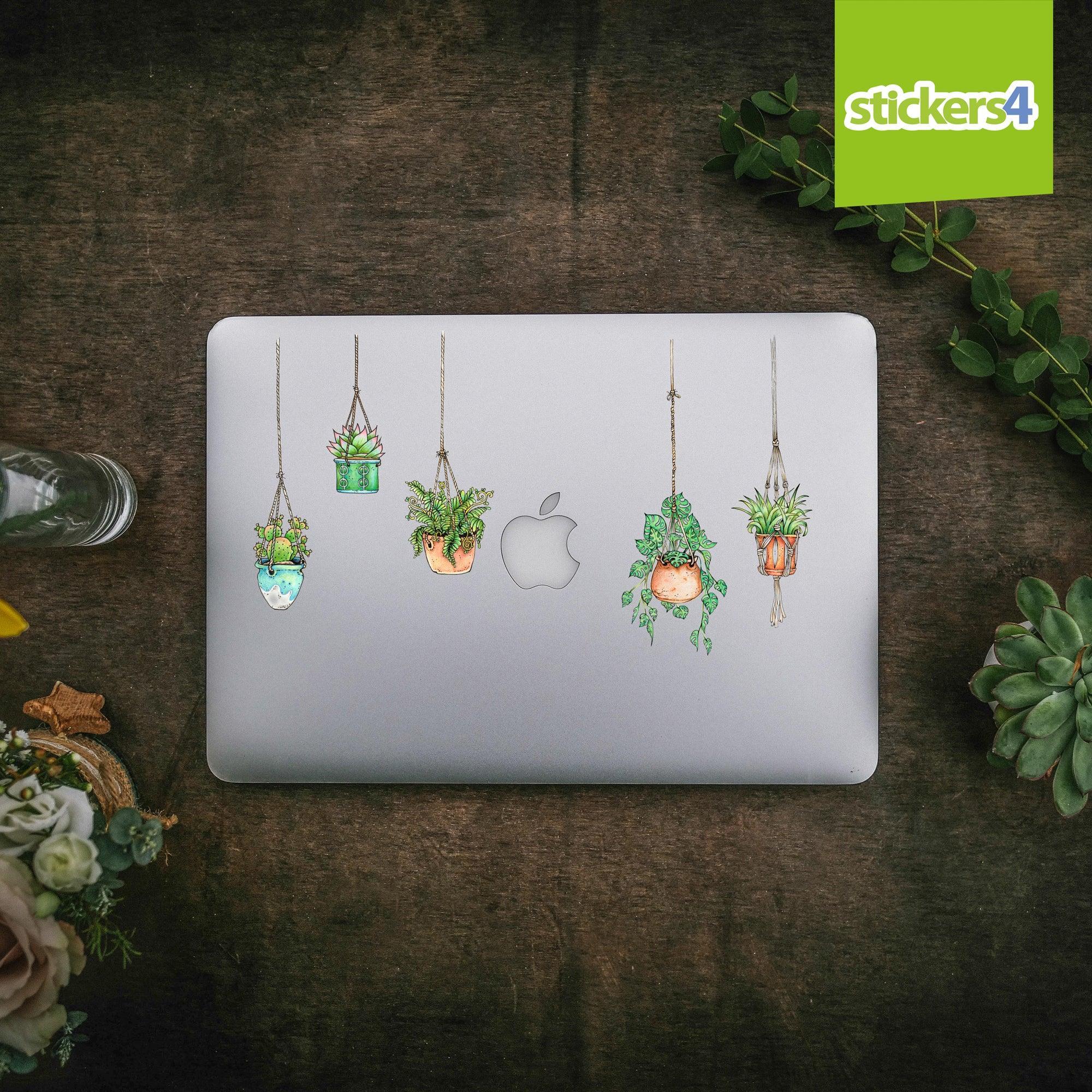 NEW VERSION Set of 5 Illustrated Hanging Plant Laptop Stickers Laptop Sticker