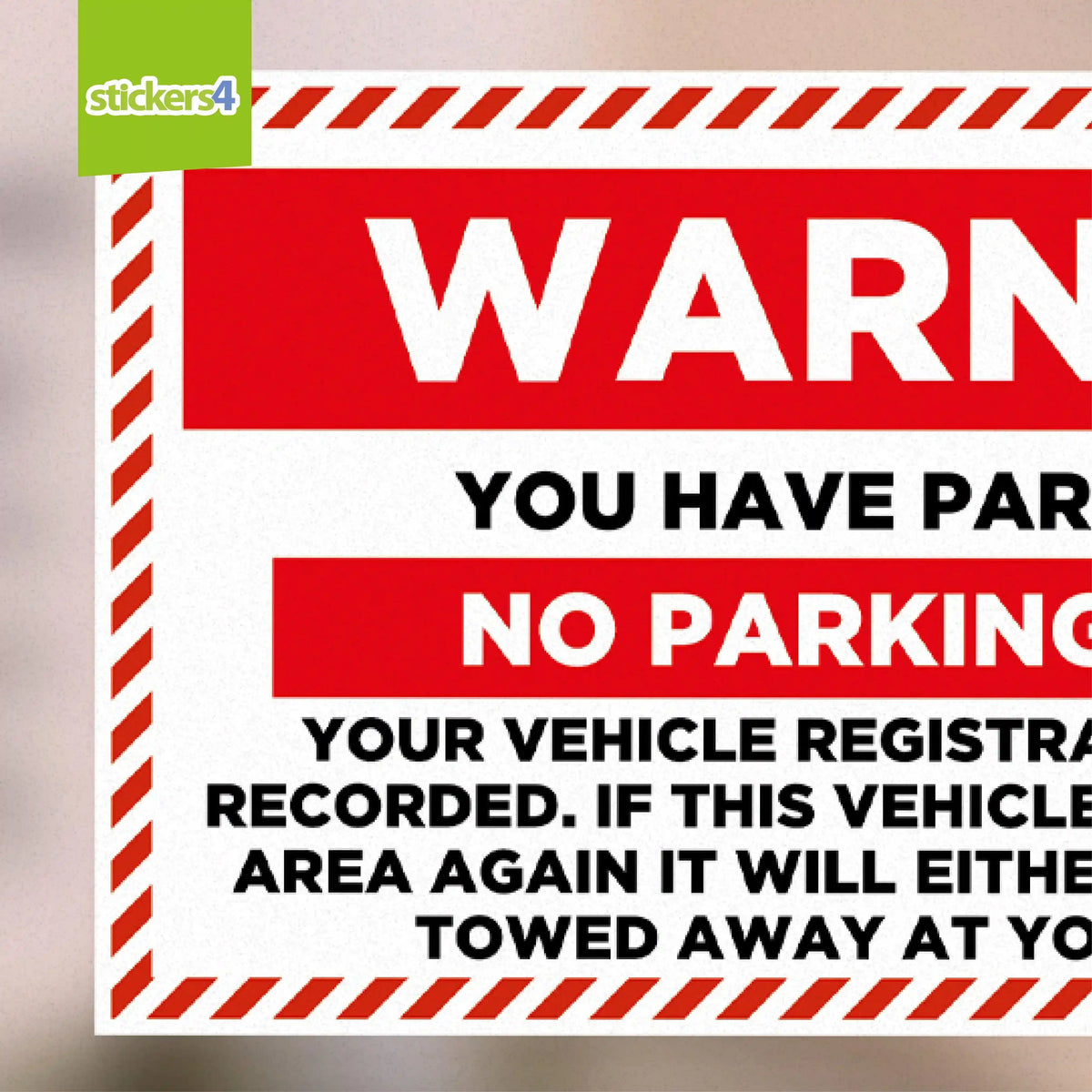 Warning No Parking Sticker | Extra Sticky - Stickers4 Warning No Parking Sticker | Extra Sticky - Stickers4
