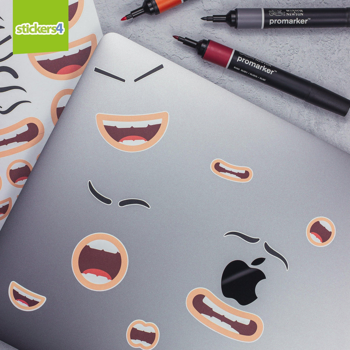 Novelty Mouth &amp; Eyebrow Laptop Stickers Laptop Sticker