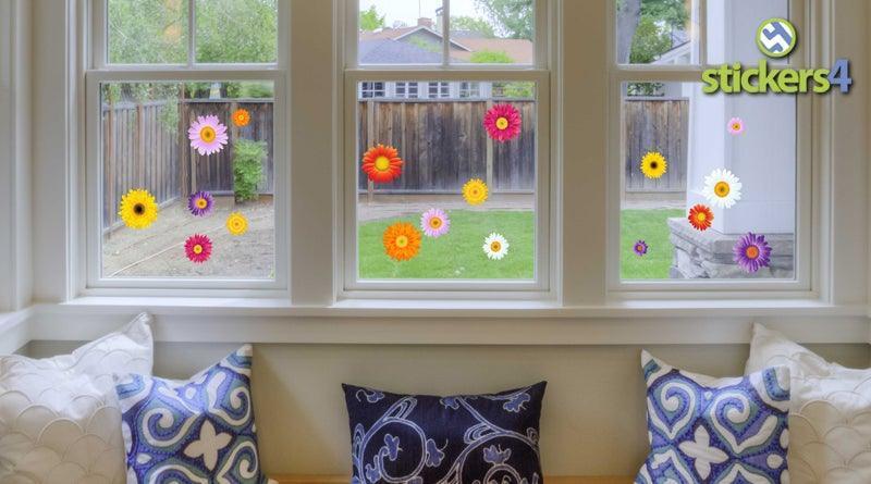 Pack of Gerbera &amp; Daisy Flower window clings Seasonal Window Display