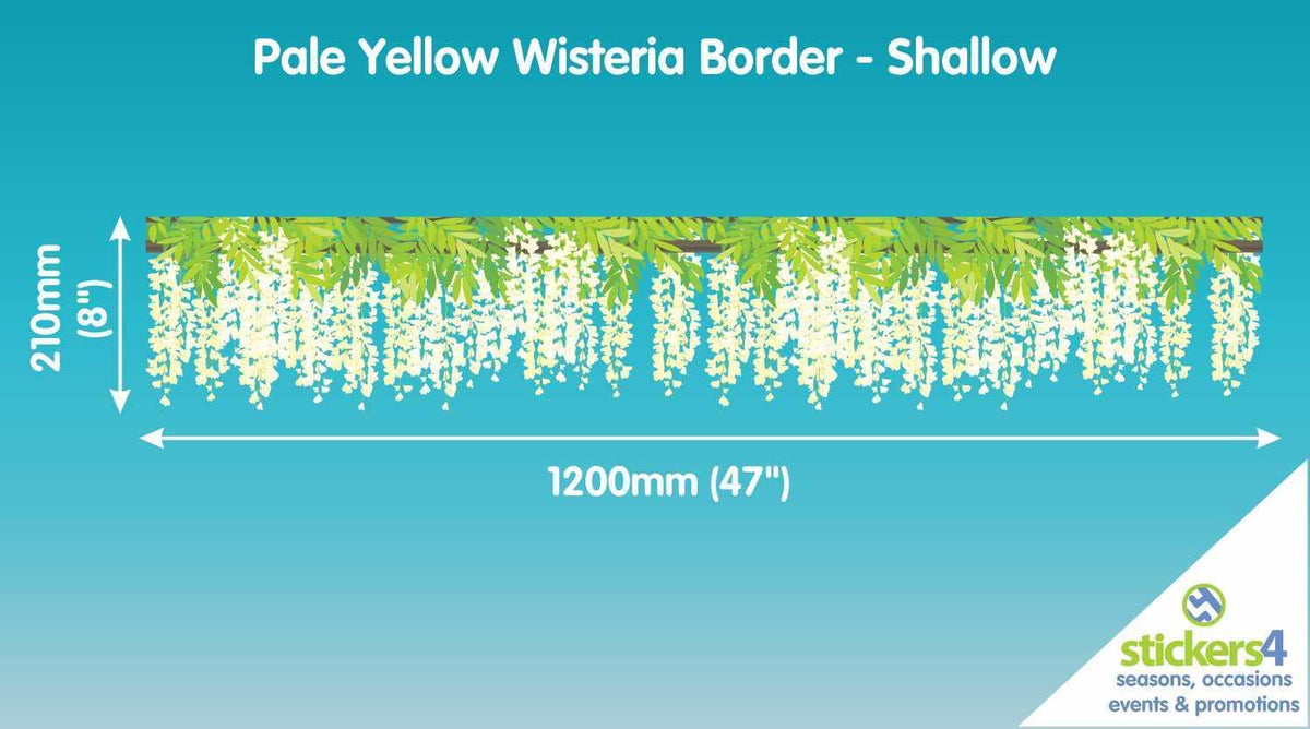 Pale Yellow Wisteria Border (Shallow) Window Cling Sticker Seasonal Window Display