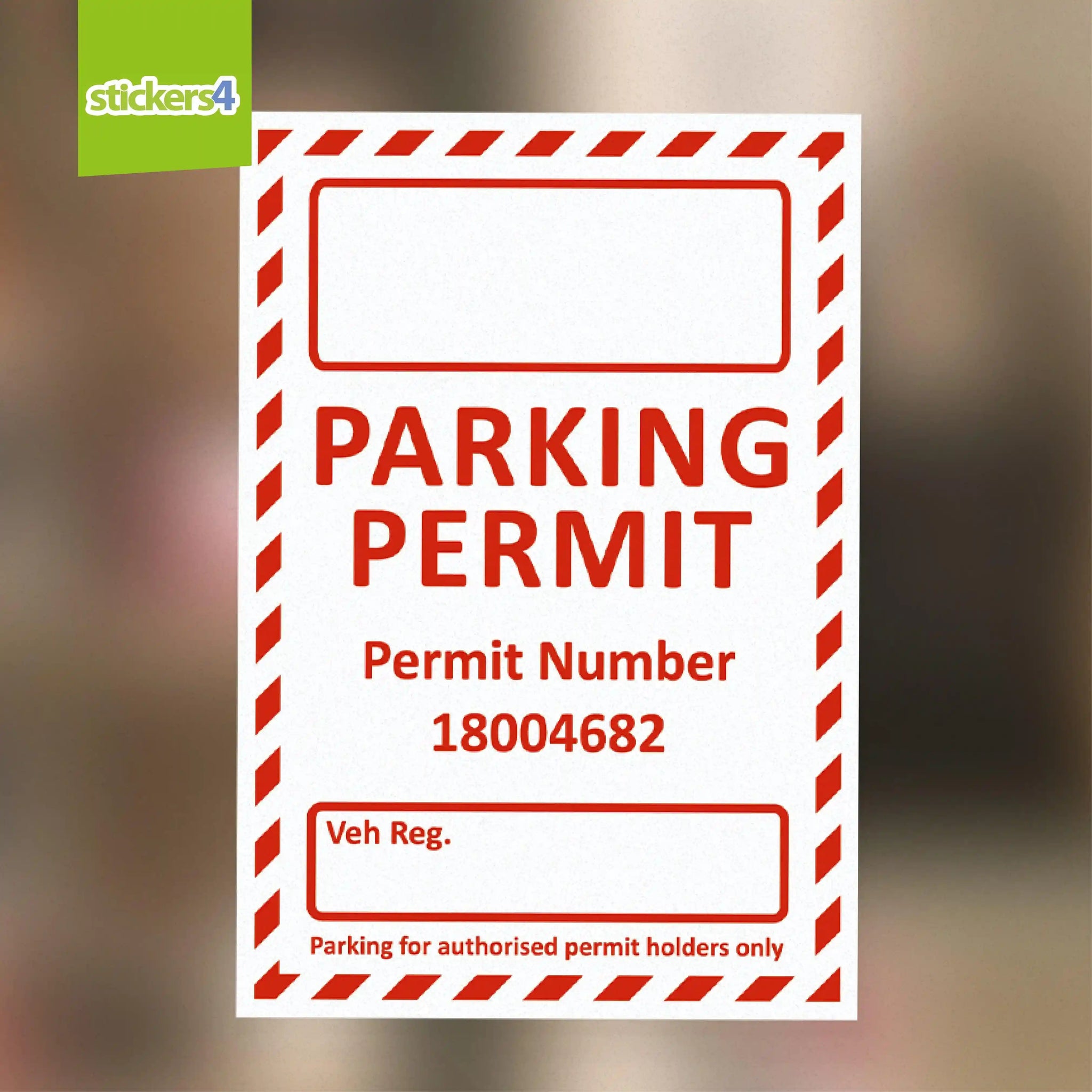 Parking Permit Window Sticker with Red Chevron