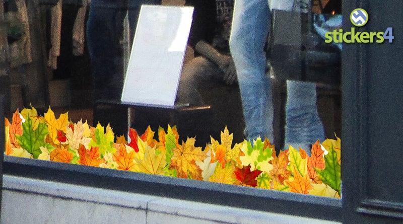 Photorealistic Autumn Leaves Border - Shop Window Cling Sticker Autumn Window Display