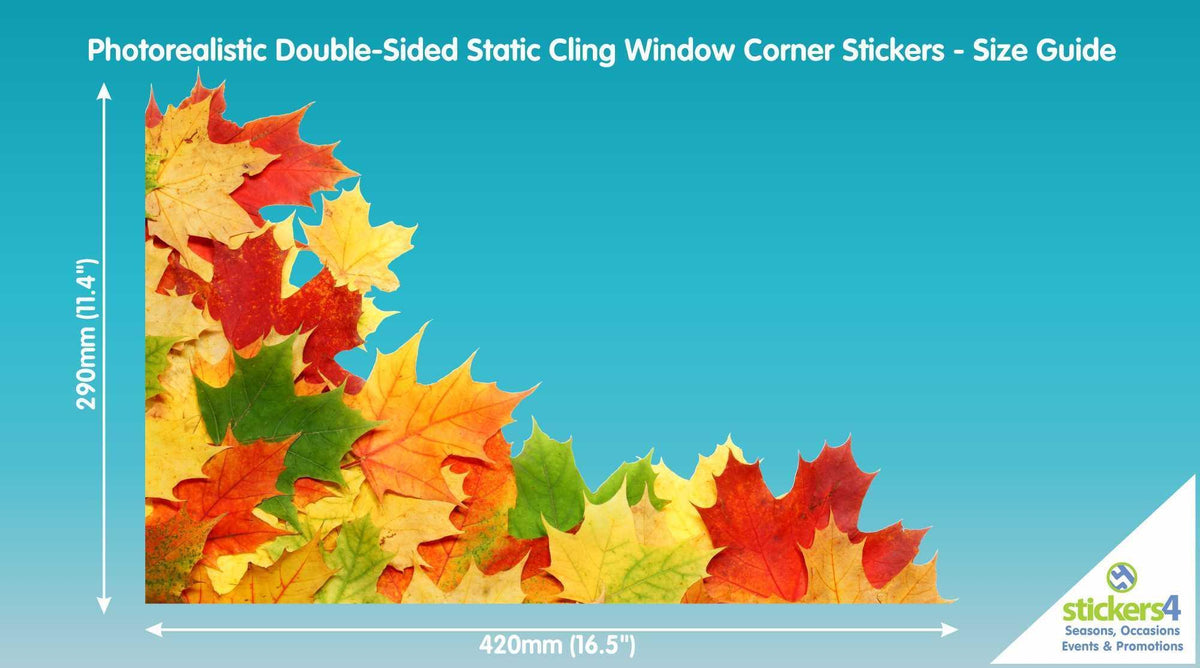 Photorealistic Autumn Leaves Corners Shop Window Stickers (Set of 4) Autumn Window Display