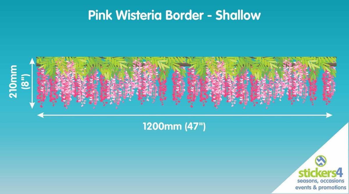 Pink Wisteria Border (Shallow) Window Cling Sticker Seasonal Window Display