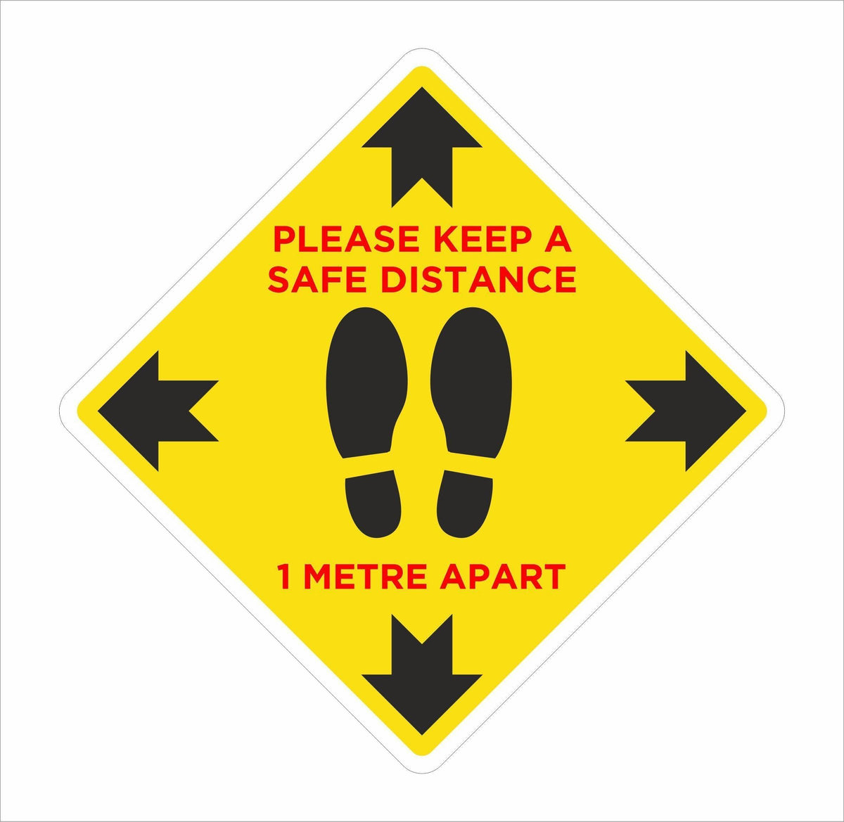 Please Keep a Safe Distance - Social Distancing Floor Graphic (Diamond) 
