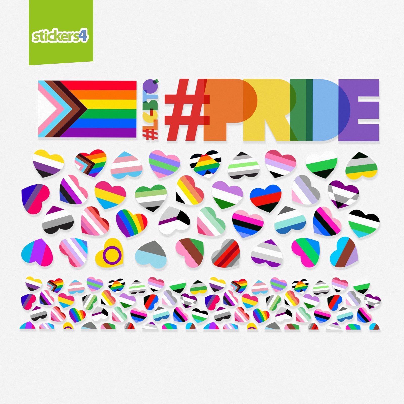 Pride Heart Laptop Pack - Celebrate Pride Month Laptop Sticker
