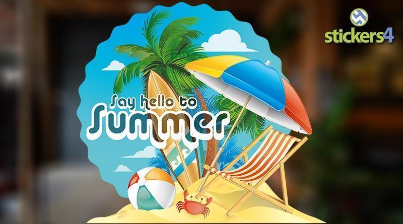 Say Hello to Summer Window Cling Sticker Summer Window Display