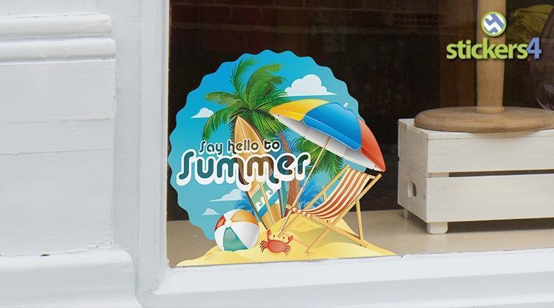 Say Hello to Summer Window Cling Sticker Summer Window Display
