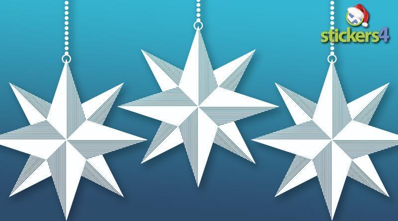 Set of 3 Large 3D Hanging Star Window Stickers Christmas Window Display